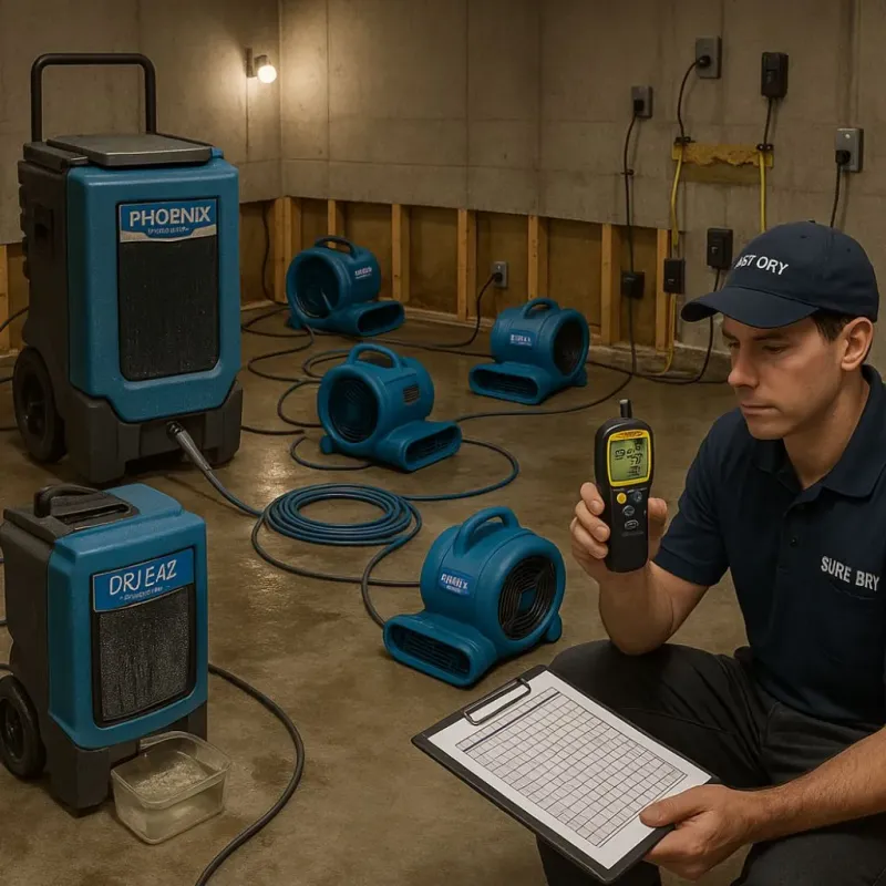 Structural Drying and Dehumidification process in Westmont, IL